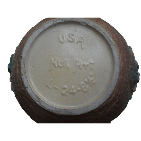 Vtg Hull Art Pottery 1940s WATER LILY Hull USA Jardinière Planter apricot walnut - Picture 6 of 7